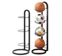 Ball Storage Holder - Free Standing Sports Organizer for Garage | Multifunctional Rack with Easy Assembly, Durable Metal Construction for Football Basketball Volleyball, Portable Equipment Stand