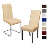 BalladHome Coprisedie con Schienale 2 Pezzi Elasticizzato Copertura Della Sedia Bi-Elastico Per Una Misura Universale, Coppia Spandex Coprisedia Facile da Pulire e Di Lunga Durata (2 Pezzi, Beige)