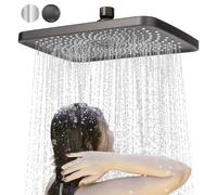 BalladHome Soffione Doccia 28cm Soffione Doccia a Pioggia Quadrato Docce Fisse Regolabile 360° Testa Doccia a Pioggia Anticalcare Soffione Doccia Facile da Pulire e Installare (28x18.5cm, Grigio)-F