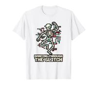 Ballando Attraverso Il Glitch Retro Humor Videogioco Halloween Maglietta