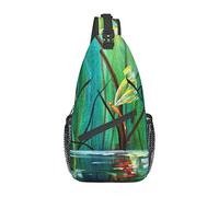 Ballando con le libellule Borsa a tracolla estiva e da spiaggia, zaino a tracolla causale zaino a tracolla per donna uomo viaggio escursionismo