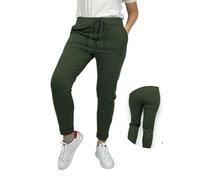 Ballandoro Pantaloni Donna Vita Alta Elasticizzati Autunno - Chino Sigaretta Comodi, Leggins Eleganti Curvy Elastico in Vita Joggers Morbidi Viscosa (IT, Testo, XL, Regular, Regular, Verde Militare)
