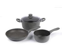Ballarini Murano - Set di pentole 3 pezzi, made in italy, rivestimento antiaderente a 5 strati, resistente ai graffi, manici in silicone + indicatore Thermopoint Incluso: pentola + coperchio
