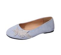 Balleralinas - Scarpe basse da donna, eleganti, comode e piatte, morbide, con brillantini, antiscivolo, da sposa, chiuse, con strass, fiori estivi, Stile V07 Blu, 38.5 EU