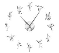 通用 Ballerina adesivo da parete Orologio da parete grande adesivo da parete Orologio da parete per ballerino di danza classica gigante Orologi da parete oversize per ragazze danzanti S-27