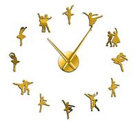 通用 Ballerina adesivo da parete Orologio da parete grande adesivo da parete Orologio da parete per ballerino di danza classica gigante Orologi da parete oversize per ragazze danzanti G-47