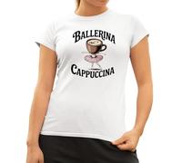 Ballerina Cappuccina Italian Brainrot T-Shirt Donna Cotone, bianco, S