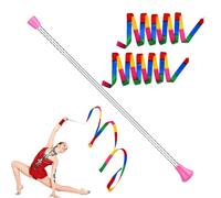 Ballerina Con Nastro Bacchetta Da Ginnastica In Acciaio Inossidabile Con | Bastoni Majorette Danza 53 cm Attrezzi Per Palestra Palco Sfilate Teatro Feste Allenamento Festività