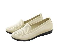 Ballerina da donna, scarpe basse, con punta tonda, sportive, per diabetici, estive, leggere, da ginnastica, per il tempo libero, per lavoro, punta rotonda piatta, beige., 42