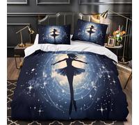 Ballerina di danza classica copripiumino Biancheria da letto Set di 3 Pezzi microfibra stampa di 3D con federa con federe fantasia cosmica Set Di Copripiumino for adulti e coppie Single（135x200cm）