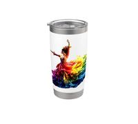 Ballerina di Flamenco Abito Colorato Arcobaleno che Balla Bicchiere termico in acciaio inox doppia parete