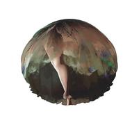 Ballerina Like Butterfly Cuffia da doccia da donna, a doppio strato, spessa, riutilizzabile, impermeabile, con fascia elastica, cappello da doccia lavabile, per uomini e donne, salone spa