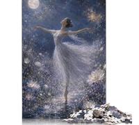 Ballerina Luna Puzzle 1000 Pezzi, Decorazione botanica pastello | Ritratto di danza aggraziata, Modello di figura di fiori di campo, Regalo per Adulti, Regalo, Gioco Puzzle, 14+, 70x50cm.