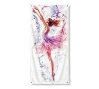 Ballerina porta striscioni decorativi, elegante acquerello danza arte decorazione porta d'ingresso, forniture per interni ed esterni, forniture per vacanze primaverili 91 x 183 cm