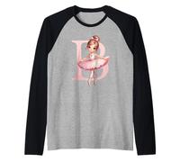 Ballerina Ragazza Danza Nome Prima Lettera B Ragazza Tutu Ballet Maglia con Maniche Raglan