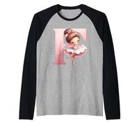 Ballerina Ragazza Danza Nome Prima Lettera F Ragazza Tutu Ballet Maglia con Maniche Raglan