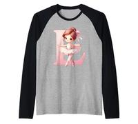 Ballerina Ragazza Danza Nome Prima Lettera L Girly Tutu Ballet Maglia con Maniche Raglan