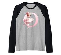 Ballerina Ragazza Danza Nome Prima Lettera O Girly Tutu Ballet Maglia con Maniche Raglan