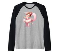 Ballerina Ragazza Danza Nome Prima Lettera P Girly Tutu Ballet Maglia con Maniche Raglan