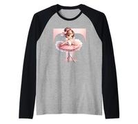 Ballerina Ragazza Danza Nome Prima Lettera T Girly Tutu Ballet Maglia con Maniche Raglan
