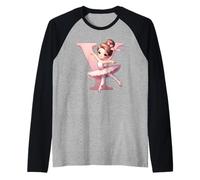 Ballerina Ragazza Danza Nome Prima Lettera Y Ragazza Tutu Ballet Maglia con Maniche Raglan