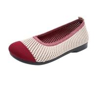Ballerina, scarpe da donna in tessuto, traspiranti, antiscivolo, per il tempo libero, comode, casual, con tacco piatto, scarpe a piedi nudi, leggere, 3 rosso., 39 EU