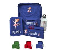 "Ballerina" Set completo Zaino Scuola Portapastelli Astuccio e Borraccia Personalizzati Con Nome Bambini Materna Elementari Asilo Medie Unisex Zainetto Bimbo Bimba Borsa Studenti Made in Italy