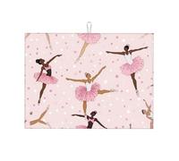 Ballerina - Tappetino scolapiatti assorbente, per bancone della cucina, ballerina, tappetino da caffè, protezione per scolapiatti con anello per appenderlo, 45 x 61 cm, colore: rosa