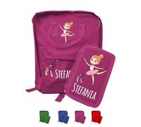 "Ballerina" Zaino Scuola e Portapastelli Personalizzati Con Nome Bambini Materna Elementari Asilo Medio Unisex Zainetto Cartella Porta Pastelli Bimbo Bimba Gita Viaggio Borsa Studenti Made in Italy