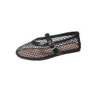 Ballerine a Rete da Donna, Eleganti, Traforate, con Lacci, Sandali Estivi, in Traspirante per Donna(Black,Size36)