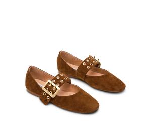 Ballerine babies in pelle scamosciata Atlantica Marrone 36