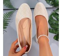 Ballerine beige da donna, con decorazione intrecciata sul collo del piede, scarpe casual comode, stile principessa adatte per l'uso quotidiano e la moda EUR36,EUR37,EUR38,EUR39,EUR40,EUR41Geometrico