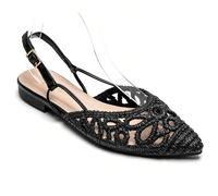 Ballerine con punta affusolata e lacci alla caviglia, design bohémien per l'estate Varie ed eleganti, le ballerine sono restaurate e restaurate con stile. La bellezza della lavorazione artigianale e l