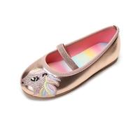 Ballerine da Bambina con Unicorno, Scarpe Basse Casual, Colori Metallizzati, Suola Arcobaleno Antiscivolo (Champagne, Sistema Taglie Calzature EU, Bimbo (0-5 Anni), Numero, Media, 32)