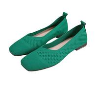 Ballerine da donna a punta quadrata in rete, traspiranti, leggere, senza lacci, comode, casual, Verde, 37.5 EU