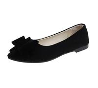 Ballerine da donna casual a punta con fiocco e nodo, piatte in memory foam, eleganti e carine con papillon, scarpe da matrimonio, mocassini comodi e leggeri, Nero , 36.5 EU