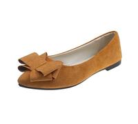Ballerine da donna casual a punta con fiocco e nodo, piatte in memory foam, eleganti e carine con papillon, scarpe da matrimonio, mocassini comodi e leggeri, Marrone, 37 EU