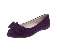 Ballerine da donna casual a punta con fiocco e nodo, piatte in memory foam, eleganti e carine con papillon, scarpe da matrimonio, mocassini comodi e leggeri, Viola, 38 EU