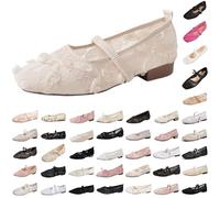Ballerine da donna, comode e morbide, estive, traspiranti, eleganti, piatte, per il tempo libero, leggere, antiscivolo, per tutti i giorni, ballerine chiuse, in pizzo, motivo floreale, ho nero, 42 EU