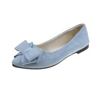 Ballerine da donna, comode ed eleganti, scarpe da sera con grazioso fiocco, leggere, con suola morbida, per il tempo libero, mocassini, scarpe singole, con zeppa bassa, Azzurro, 42 EU