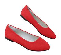 Ballerine da donna, comode, eleganti e comode, casual, da ballo, basse, per il tempo libero, con punta appuntita, scarpe da ballo con tacco, Colore: rosso, 39 EU