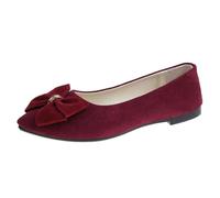 Ballerine da donna con fiocco a punta belle scarpe da sposa suola: mocassini leggeri semplici e comodi di grandi dimensioni colori vivaci scarpe da vestito, vino, 38.5 EU