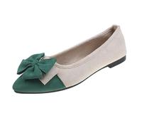 Ballerine da donna con fiocco, temperamatite, scarpe da ballo, eleganti e comode, antiscivolo, basse, scarpe da sposa, slip-on alla moda, per il tempo libero, verde, 43 EU