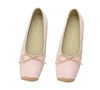 Ballerine da donna con lacci, punta quadrata, con fiocco | Eleganti ballerine con punta quadrata con nastro per donne casual da indossare tutti i giorni offrendo grazia leggera