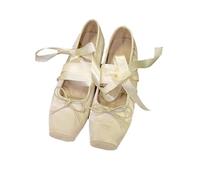Ballerine da donna con lacci, punta quadrata, con fiocco | Eleganti ballerine con punta quadrata con nastro per donne casual da indossare tutti i giorni offrendo grazia leggera