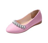 Ballerine da donna con strass, eleganti e comode, scarpe da ballo con suola morbida, scarpe estive, a punta, morbide, sportive, per attività all'aperto, Colore: rosa., 43 EU