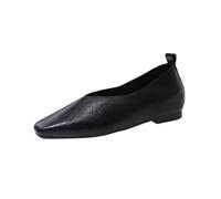 Ballerine da donna eleganti e morbide scarpe in pelle piatta Mary Jane scarpe da donna eleganti e comode ballerina per il tempo libero scarpe da ballo slip on décolleté scarpe basse da sposa, Nero