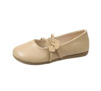Ballerine da donna, eleganti, in pelle, Mary Jane, con punta rotonda, comode e morbide, leggere, traspiranti, per il tempo libero, per il lavoro e la vita quotidiana, cachi, 36 EU