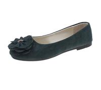 Ballerine da donna, eleganti, in pelle scamosciata, comode, morbide, con punta rotonda, scarpe da lavoro, leggere, traspiranti, classiche, per viaggi e uso quotidiano, Blu marino, 40 EU