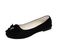 Ballerine da donna, eleganti, in pelle scamosciata, comode, morbide, con punta rotonda, scarpe da lavoro, leggere, traspiranti, classiche, per viaggi e uso quotidiano, Nero , 40 EU
